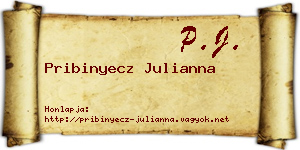 Pribinyecz Julianna névjegykártya